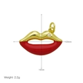 Detail of red enamel lip pendant with gold metal frame and zircon measuring 23mm by 16mm - Lip Shape Pendant Only (Without Chain) - DN241201-A