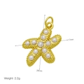 Détail du pendentif étoile de mer doré avec perles blanches, dimensions 17mm par 26mm - Style Étoile de Mer Pendentif Seul (Sans Chaîne) (DN241207-C)