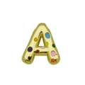 Macro detail of golden letter A balloon pendant with vibrant multicolor enamel polka dots - Letter A - Pendant Only (Without Chain) (DN241210-A)