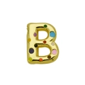 Close-up of golden letter B balloon pendant with colorful polka dot oil drip finish - Letter B - Pendant Only (Without Chain) (DN241210-B)