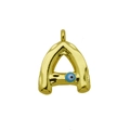 Detail of a 3D gold letter A pendant featuring a blue evil eye bead and polished metal finish - Letter A Pendant Only (Without Chain) (DN241212-A)