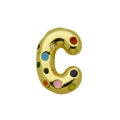 Close-up of golden letter C balloon pendant with colorful polka dots and polished finish - Letter C - Pendant Only (Without Chain) (DN241210-C)