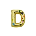 Detail view of golden 3D balloon letter D pendant with multi-color enamel dots - Letter D - Pendant Only (Without Chain) (DN241210-D)