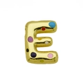 Macro detail of golden balloon letter E pendant with multi-colored enamel polka dots - Letter E - Pendant Only (Without Chain) (DN241210-E)
