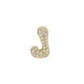 Macro detail of gold-plated letter J pendant featuring sparkling cubic zirconia stones - Letter J Pendant-Gold