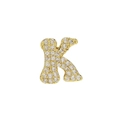 Close-up of letter K pendant with 18k gold plating and micro-pave cubic zirconia - Letter K Pendant-Gold