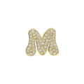 Close-up of golden letter M pendant with sparkling white cubic zirconia stones - Letter M Pendant-Gold