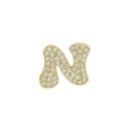 Macro view of 18k gold plated letter N pendant with micro-paved cubic zirconia stones - Letter N Pendant-Gold