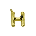 Detail of gold irregular texture letter H pendant with black bead accent on white background - Letter H Pendant Only (Without Chain) (DN241212-H)
