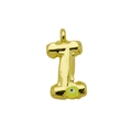 Detailed view of golden letter I pendant with green evil eye charm and polished finish - Letter I Pendant Only (Without Chain) (DN241212-I)
