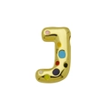 Detail of golden letter J pendant with colorful polka dots and smooth enamel finish - Letter J - Pendant Only (Without Chain) (DN241210-J)