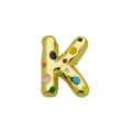 Close-up of golden balloon letter K pendant with colorful enamel polka dots detail - Letter K - Pendant Only (Without Chain) (DN241210-K)