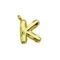 Detail of gold irregular letter K pendant with green evil eye and lava texture finish - Letter K Pendant Only (Without Chain) (DN241212-K)