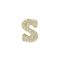 Macro detail of 18k gold plated letter S pendant with shimmering pave-set cubic zirconia - Letter S Pendant-Gold