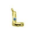 Detail of gold letter L pendant featuring a blue evil eye bead and polished metal finish - Letter L Pendant Only (Without Chain) (DN241212-L)