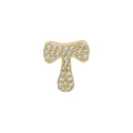 Macro shot of 18k gold plated letter T pendant with sparkling cubic zirconia inlay - Letter T Pendant-Gold