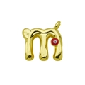 Close-up of golden letter m pendant with a red evil eye accent and polished finish - Letter M Pendant Only (Without Chain) (DN241212-M)