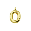 Macro detail of gold irregular letter O pendant with hammer texture and Evil Eye bead - Letter O Pendant Only (Without Chain) (DN241212-O)