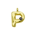 Close-up of golden letter P pendant with evil eye detail and hammered metal texture - Letter P Pendant Only (Without Chain) (DN241212-P)