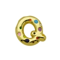 Close-up of golden balloon letter Q pendant with vibrant colorful enamel dots texture - Letter Q - Pendant Only (Without Chain) (DN241210-Q)