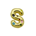 Close-up of golden balloon letter S pendant with vibrant multi-colored enamel dots - Letter S - Pendant Only (Without Chain) (DN241210-S)