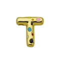 Close-up of golden balloon-style letter T pendant with colorful enamel dots - Letter T - Pendant Only (Without Chain) (DN241210-T)