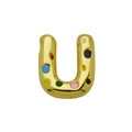 Macro shot of golden balloon U-shaped pendant with colorful enamel polka dots design - Letter U - Pendant Only (Without Chain) (DN241210-U)