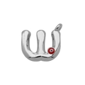 Zilveren letter W hanger met rode Evil Eye bedel en gepolijste metalen afwerking - Letter W (DN241213-W) Hanger Zonder Ketting