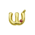 Detail of gold letter W pendant with evil eye charm and polished surface finish - Letter W Pendant Only (Without Chain) (DN241212-W)