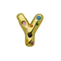 Detailed macro view of gold-plated letter Y pendant with colorful enamel polka dots - Letter Y - Pendant Only (Without Chain) (DN241210-Y)