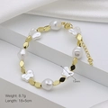 Elegant gold bracelet with irregular pearls and lobster clasp, 18+5cm length - Gold Irregular Bead Bracelet (DN241215-H)