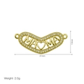 Vue détaillée du pendentif MAMA en or avec zircons blancs et dimensions du produit - Style MAMA Cœur (DN250207-A) Pendentif Seul (Sans Chaîne)
