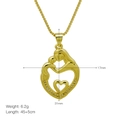 Detail view of MAMA heart pendant necklace with size dimensions and weight info - Mother and Child Silhouette Style (DN250211-A) Pendant Only (Without Chain)