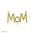 Detail view of 33mm gold MOM pendant with cubic zirconia inlay and size dimensions - White Zirconia MOM Style (DN250207-E) Pendant Only (Without Chain)