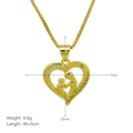 Detail showing gold heart pendant necklace for Mother Day with sparkling zircons - Hollow Heart Mother and Child Silhouette Style (DN250211-E) Pendant Only (Without Chain)