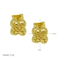 Dettaglio di orecchini a lobo quadrati martellati oro 8mm con misure di dimensioni e peso - Texture Pepita Fiore Oro (DE250204-C)