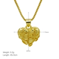 Detalle del colgante corazón dorado con dimensiones precisas y especificaciones peso - Textura de Pepita de Corazón Pequeño Dorado (DN250212-C)