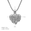 Detalles colgante corazón plata: 15x20mm con cadena de 45+5cm e información de peso 5.2g - Textura de Pepita de Corazón Pequeño Plateado (DN250212-D)