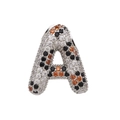Close-up of pavé-set zircons on letter A balloon pendant with multicolored gems - Letter A Pendant Only (Without Chain) (DN250302-A)