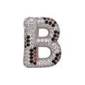 Macro shot of silver balloon letter B pendant with leopard pattern cubic zirconia pavé - Letter B Pendant Only (Without Chain) (DN250302-B)