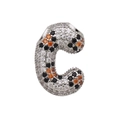 Macro view of letter C pendant with multi-color zircon stones in a leopard-style pattern - Letter C Pendant Only (Without Chain) (DN250302-C)