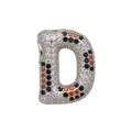 Detailed macro of the letter D pendant with white black and orange cubic zirconia stones - Letter D Pendant Only (Without Chain) (DN250302-D)