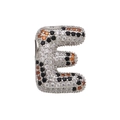 Detailed view of S925 sterling silver letter E charm with multi-color cubic zirconia - Letter E Pendant Only (Without Chain) (DN250302-E)
