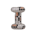 Macro detail of initial I bubble letter pendant with black, orange and white zircons - Letter I Pendant Only (Without Chain) (DN250302-I)