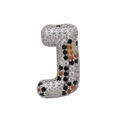 Macro detail of J-shaped letter pendant with silver metal and tricolor zircon inlay - Letter J Pendant Only (Without Chain) (DN250302-J)