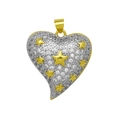 Dettaglio pendente a cuore con zirconi incastonati e piccole stelle dorate in rilievo - Stile Stella Cuore (Solo Ciondolo (Senza Catena))