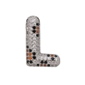 Detailed view of pavé-set letter L pendant with tricolor cubic zirconia stones - Letter L Pendant Only (Without Chain) (DN250302-L)