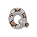 Detailed view of bubble letter Q pendant with black and orange cubic zirconia stones - Letter Q Pendant Only (Without Chain) (DN250302-Q)