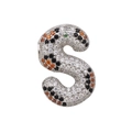Macro shot of letter S bubble pendant with multi-colored cubic zirconia pave crystals - Letter S Pendant Only (Without Chain) (DN250302-S)