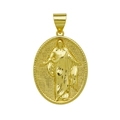 Makroansicht des 18k vergoldeten ovalen Anhängers mit geprägter Jesus-Christus-Figur - Jesus Christus Anhänger (Ohne Kette) (DN250308-C)